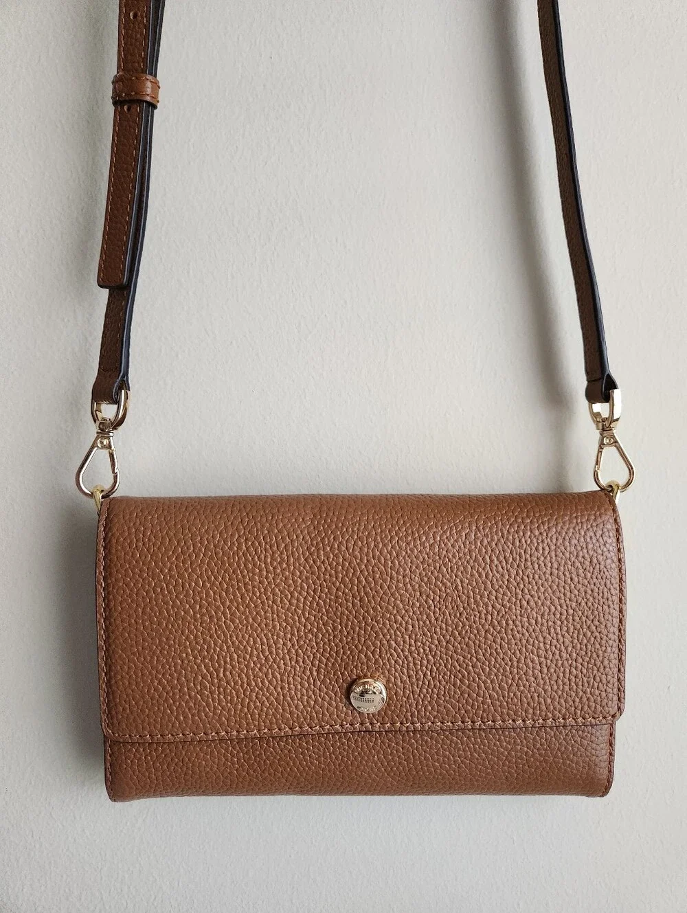 Michael Kors Mercer  Snap Button Pebble Leather  Crossbody Wallet